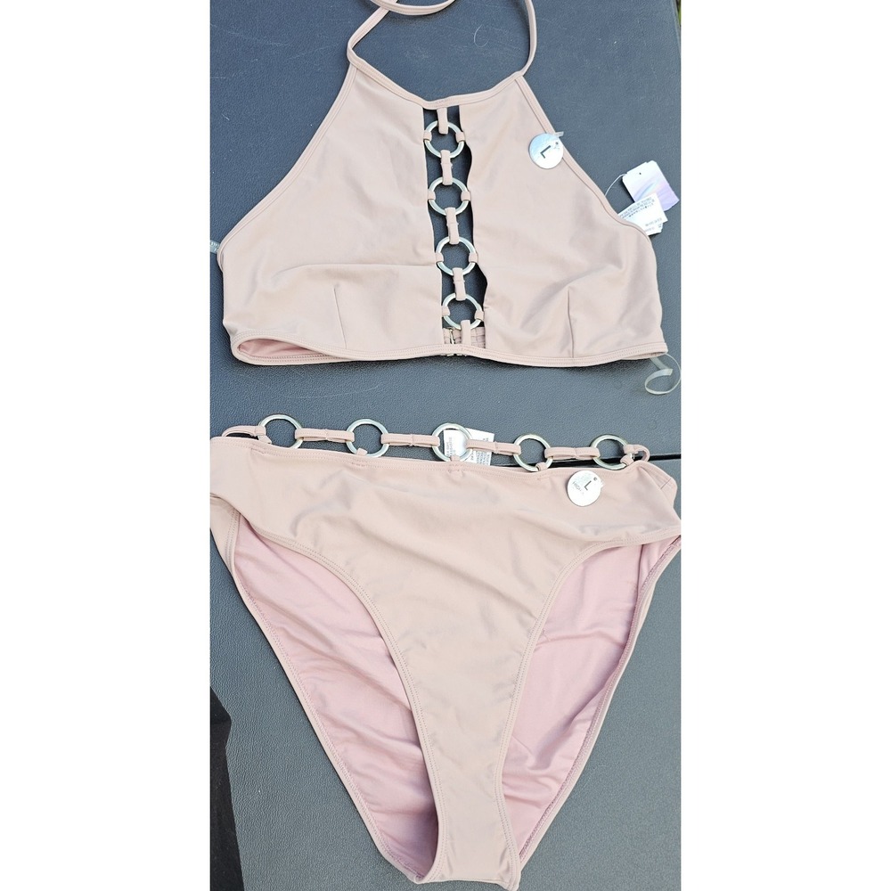 Forever‎ 21 - 2PC. Swimwear Size Large - Color Nude - High Waist Bottoms ( New )